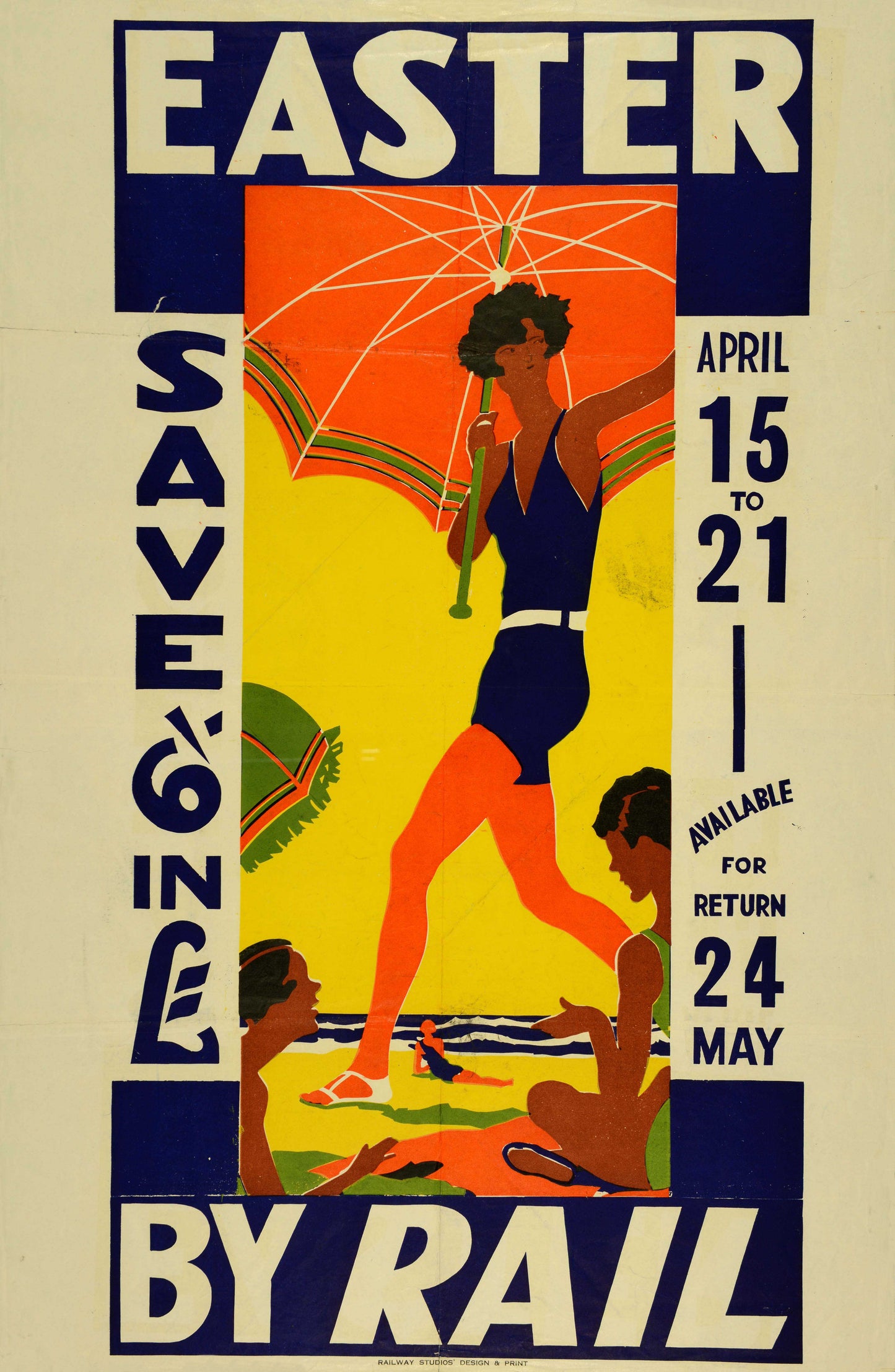 Easter by Rail c1930 New Zealand travel poster
