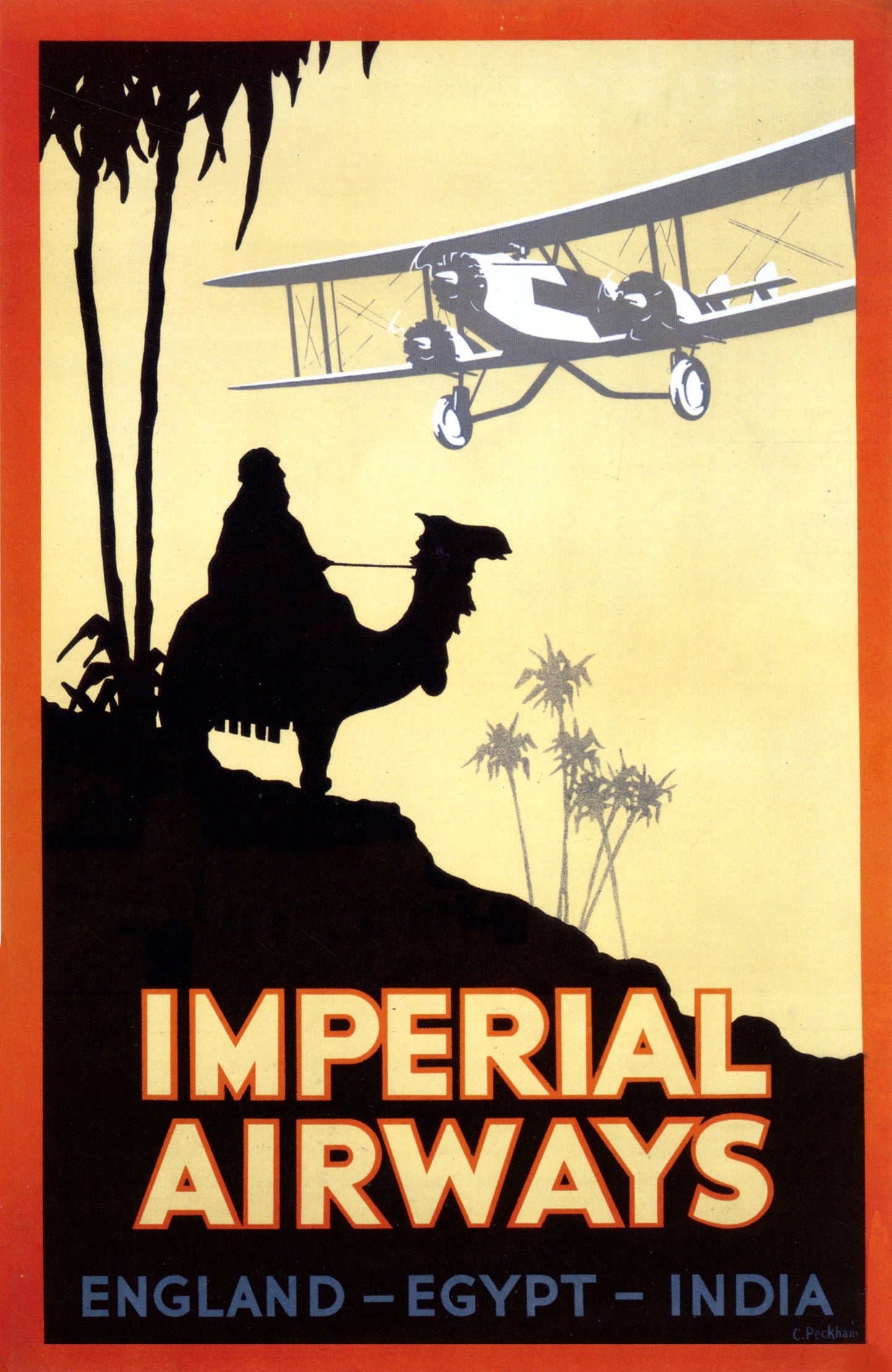 Vintage Art Deco Travel poster - Imperial Airways Egypt India c1927