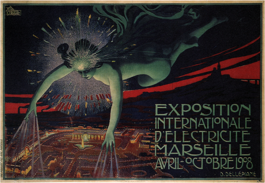 Exposition Marseille vintage poster  - David Dellepiane  1908