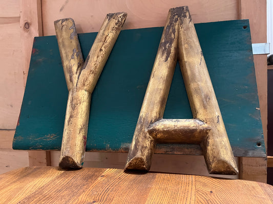 “YA” antique shop lettering -Gold