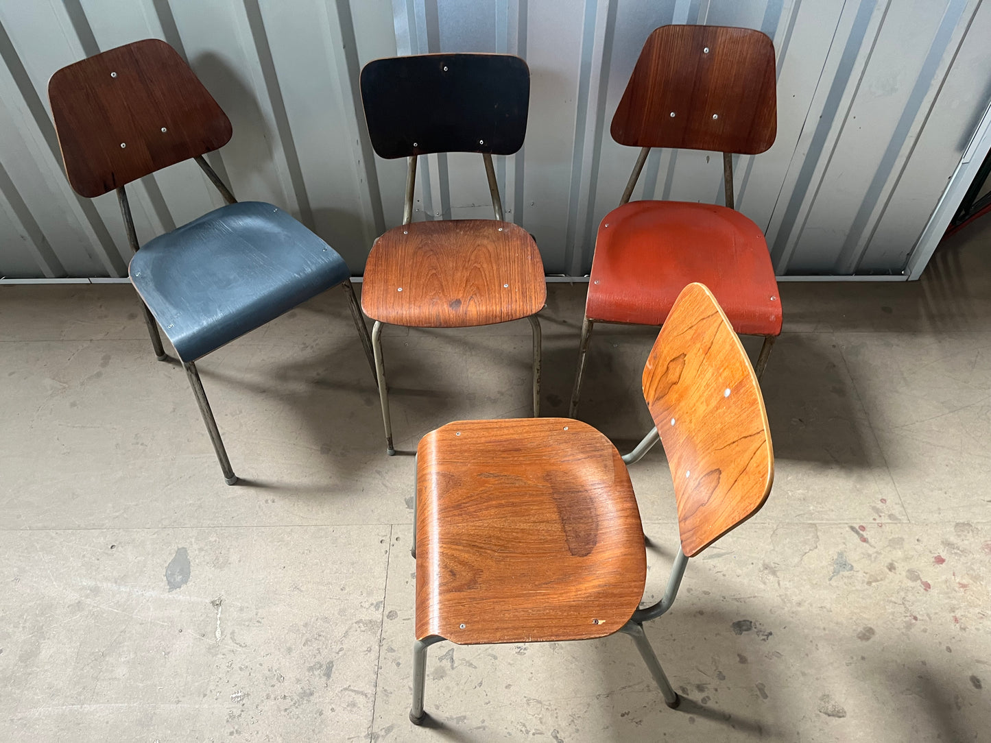 Vintage 1970s Danish Stacking Chairs- Mismatched set of four -