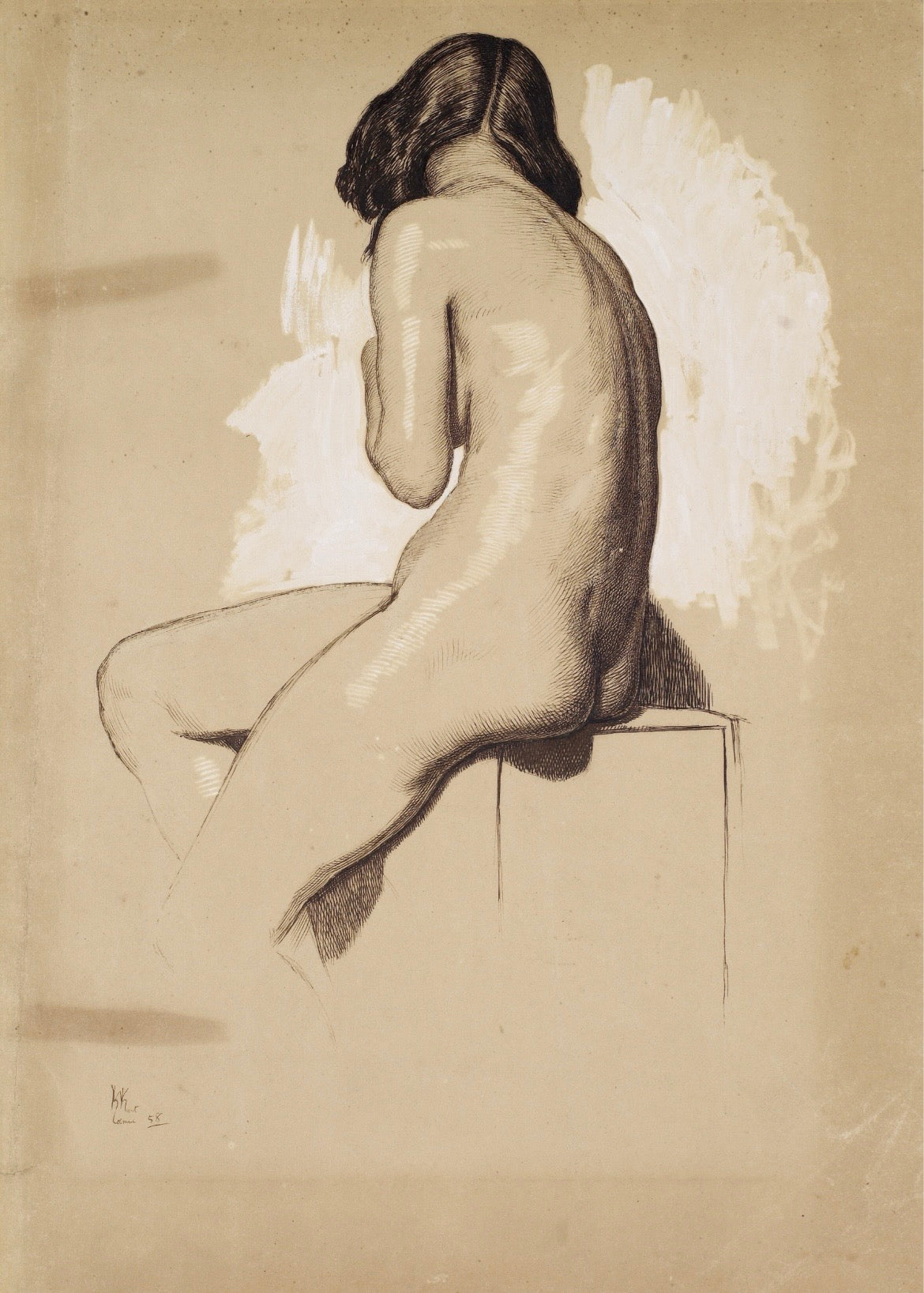 William Holman Hunt - Female Nude. Study from behind c1858
