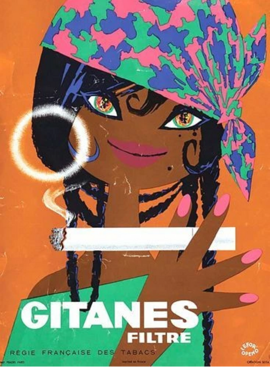 Gitanes vintage Cigarettes poster c1961 Lefor Openo