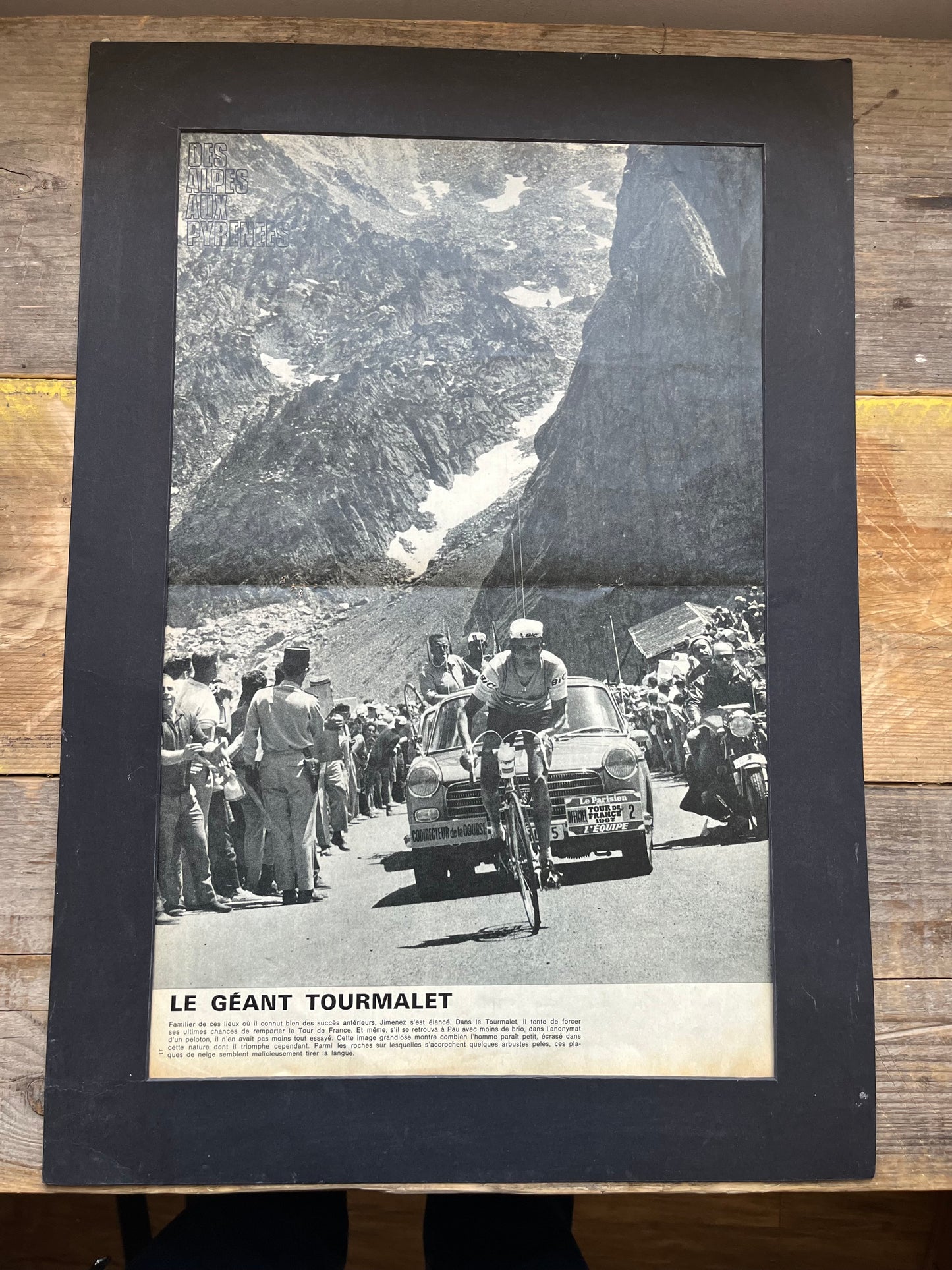 Vintage Cycling Print - Tour de France, col du Tourmalet Julio Jimenez 1965