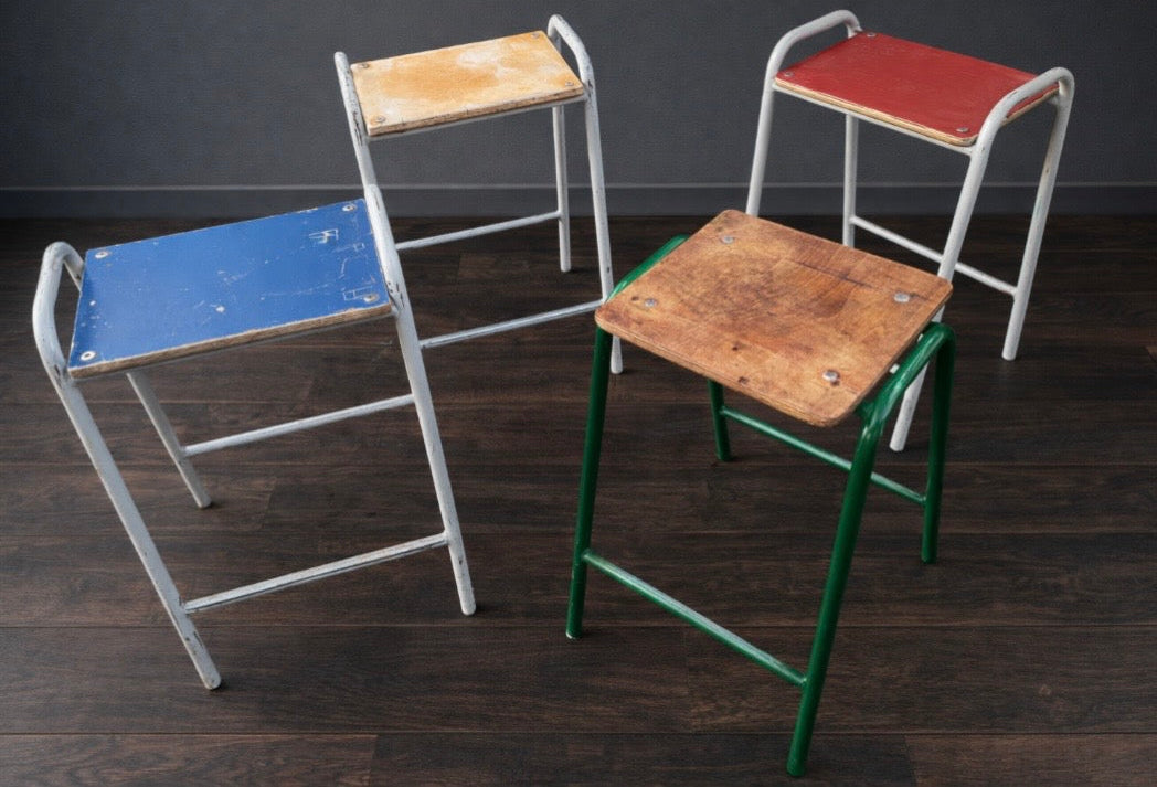 Vintage School Lab Stool - Green 40 available