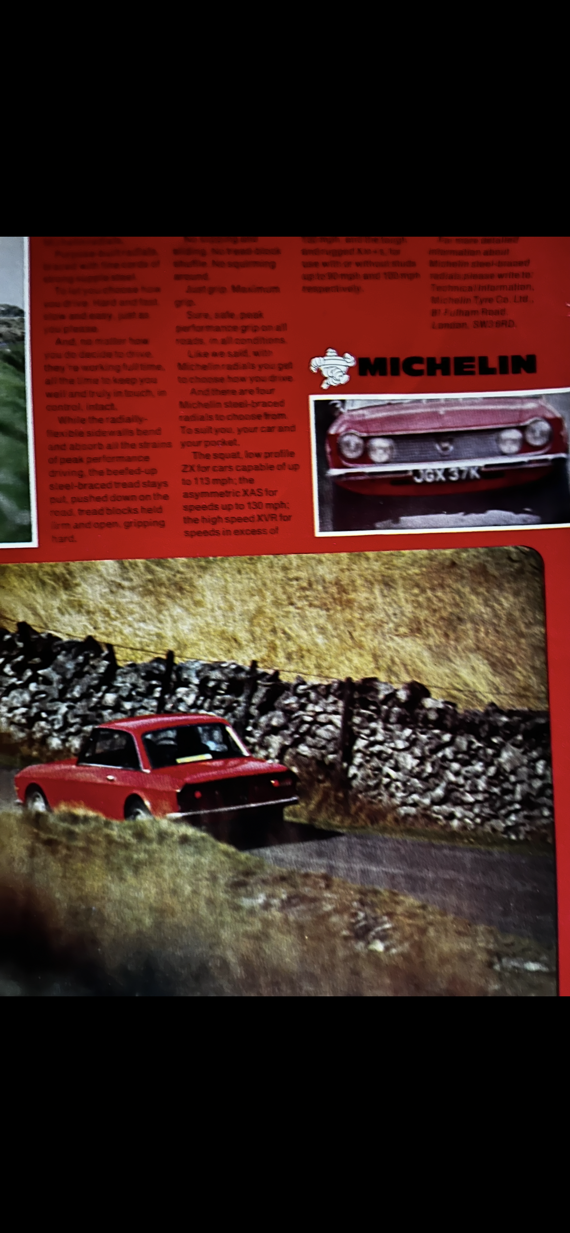 Vintage Michelin Lancia Fulvia Advertisement c1970