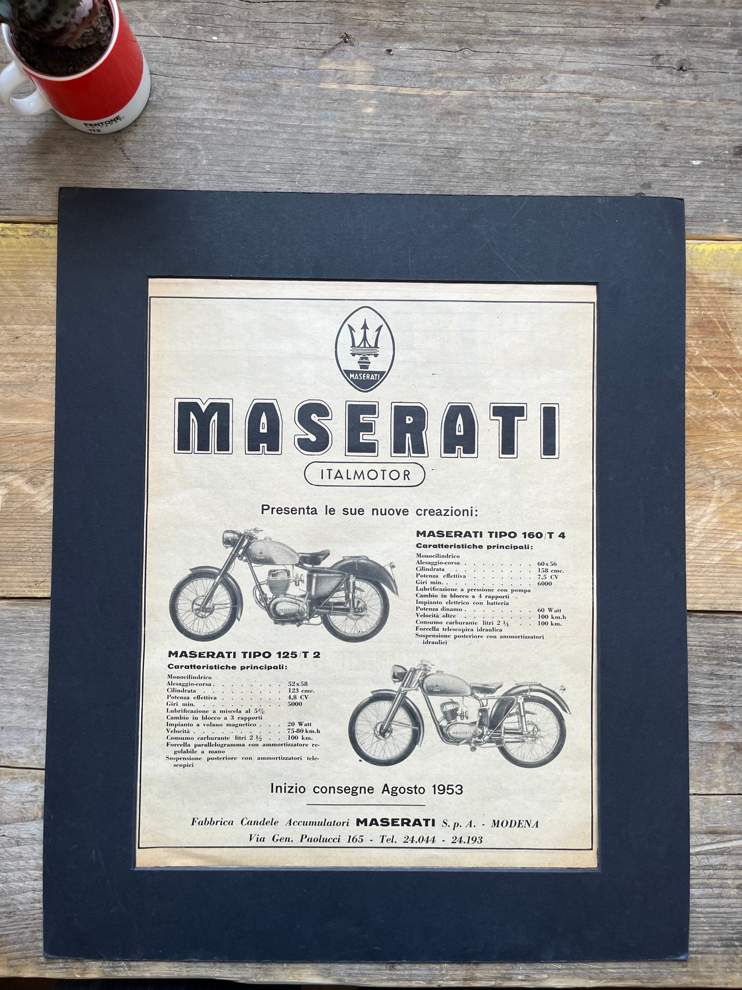 Maserati motorcycles advertising print 1950s