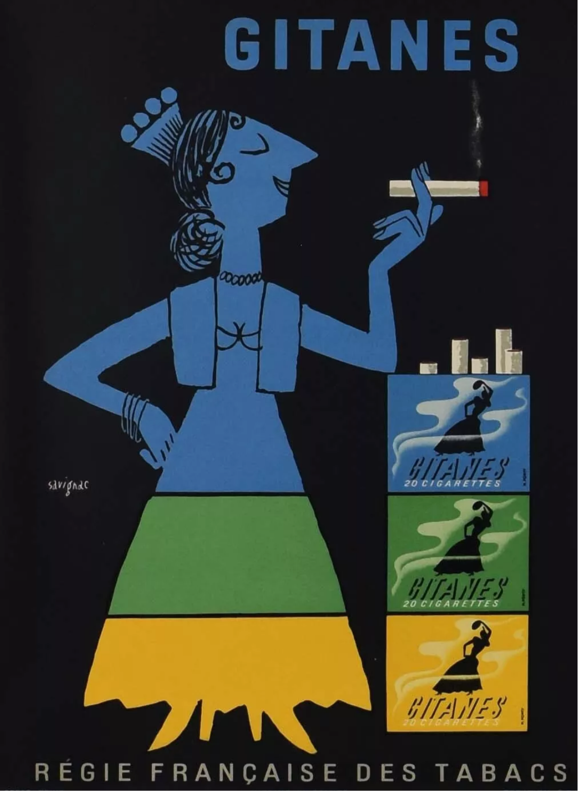 Gitanes vintage Cigarettes poster c1950s