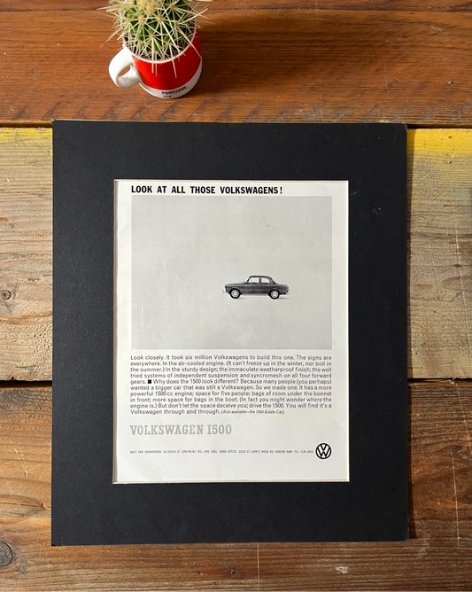 Vintage VW Volkswagen Type 3 notchback advertising print - 1960s