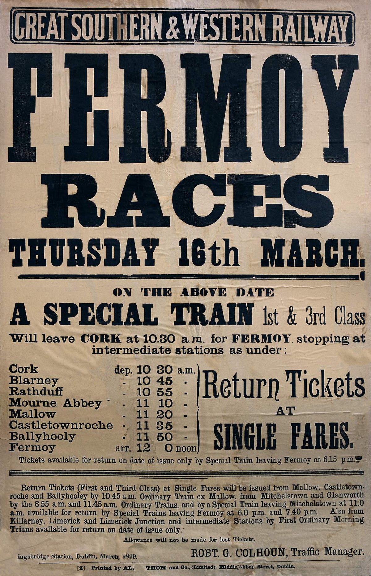 Fermoy Races - Great Southern and Western Railway Poster