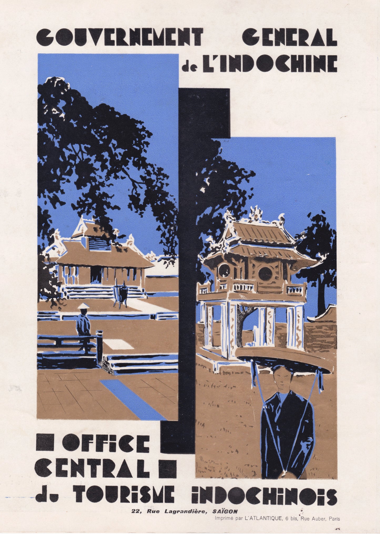 Gouvernment General de L'Indochine vintage poster Saigon 1935