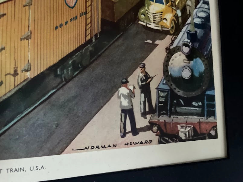 Vintage 1950s School Poster - Transcontinental fruit train - United States