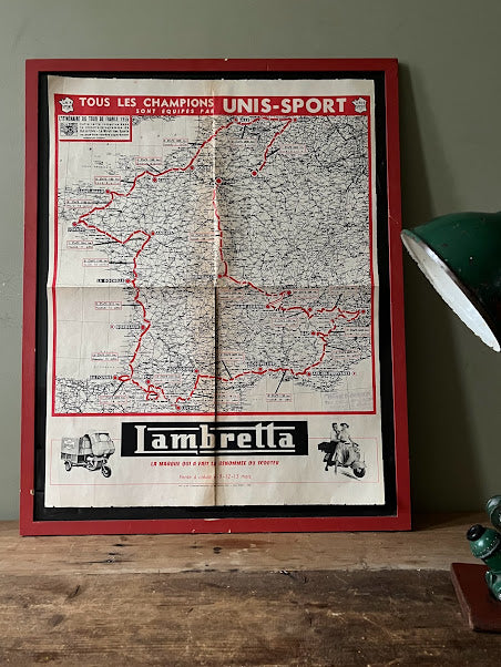 Tour de France Lambretta vintage route map 1956
