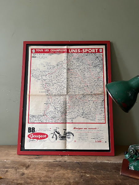 Tour de france route map Peugeot 1959