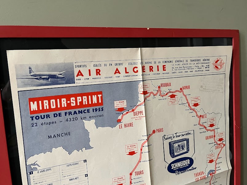 Tour de france vintage route map 1955 Luc / Rene Gillet