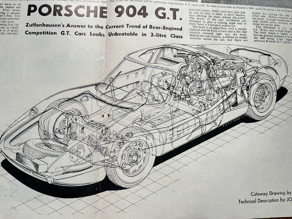 Porsche 904 GT vintage magazine print c1961