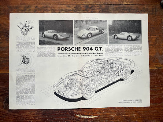 Porsche 904 GT vintage magazine print c1961