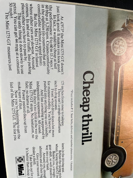 Mini 1275 GT Original 1970s advertisement