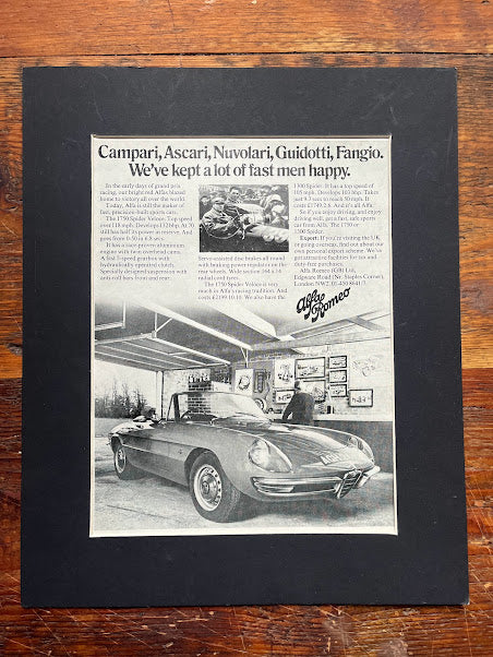 Vintage Original Advertisement, Alfa Romeo Spyder c1967