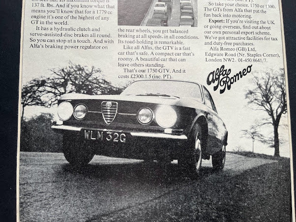 Vintage Alfa Romeo Advertisement, 1750 GT