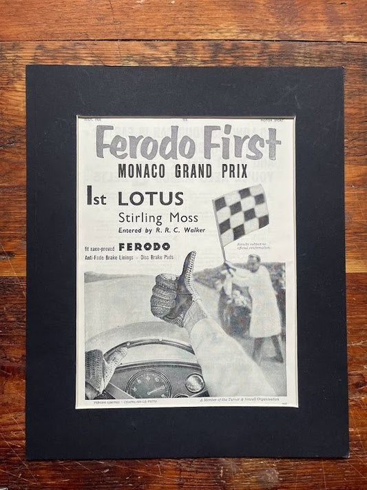 Monaco Grand Prix original Ferodo advertisement -Stirling Moss 1961