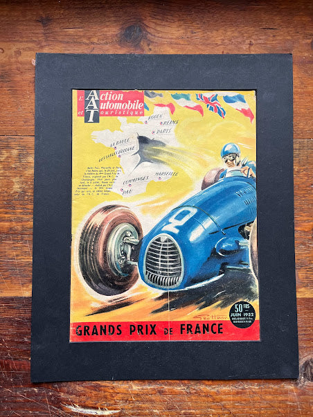 French Grand prix magazine cover artwork 1952