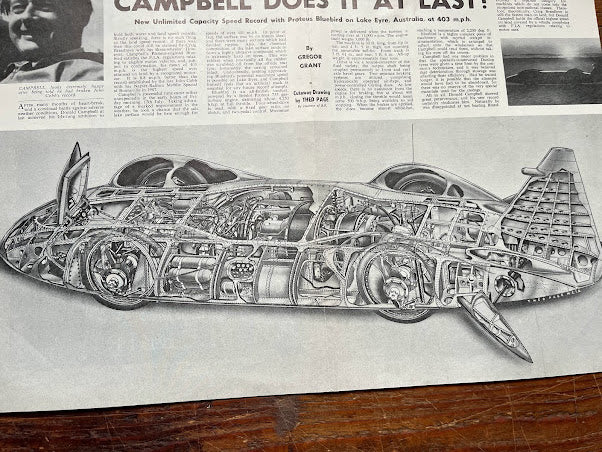 Vintage Artwork - Donald Campbell - Bluebird Proteus, Original Artwork, 1964