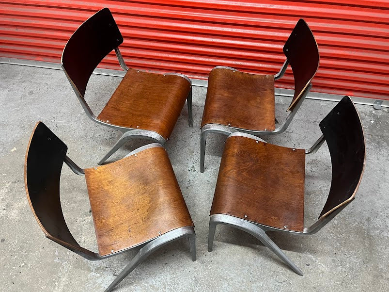 Esavian Stacking chairs by James Leonard for ESA, 1950s, restored, pair