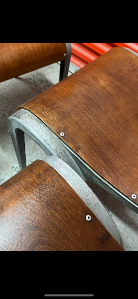 Esavian Stacking chairs by James Leonard for ESA, 1950s, restored, pair