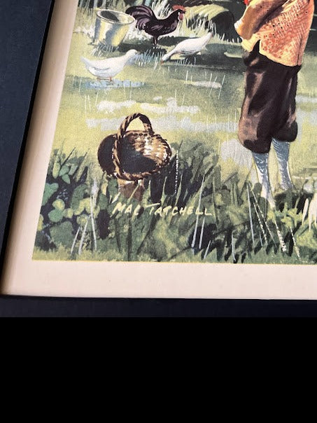 Vintage 1950s school poster - 'A Silk Producers home, China by Mac Tatchell'