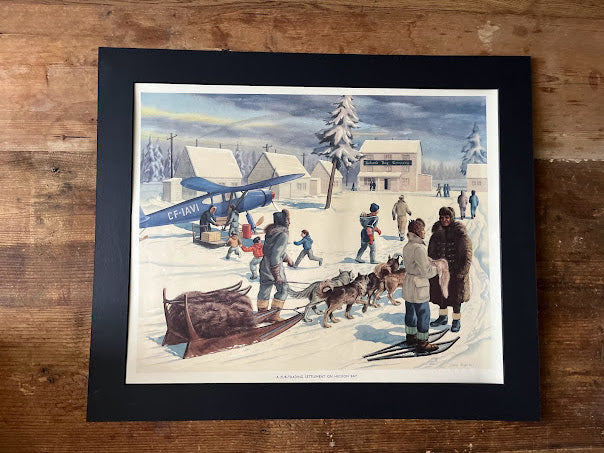 Vintage 1950s school poster - 'Fur trading in Hudson bay - John Rignall
