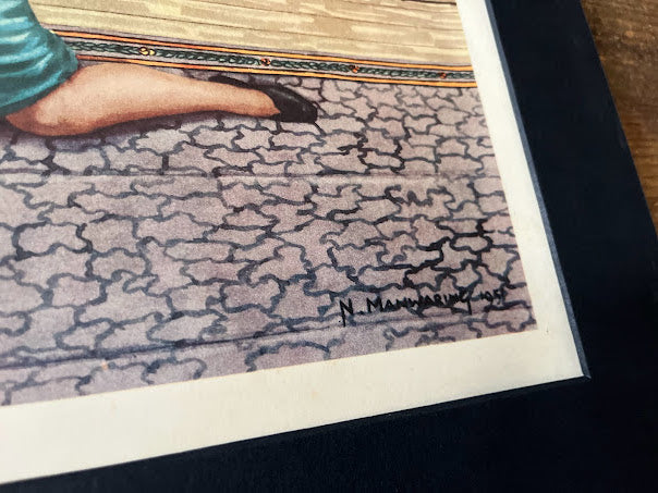 Vintage School Poster - 'Sewing carpets in a British factory', c1950s