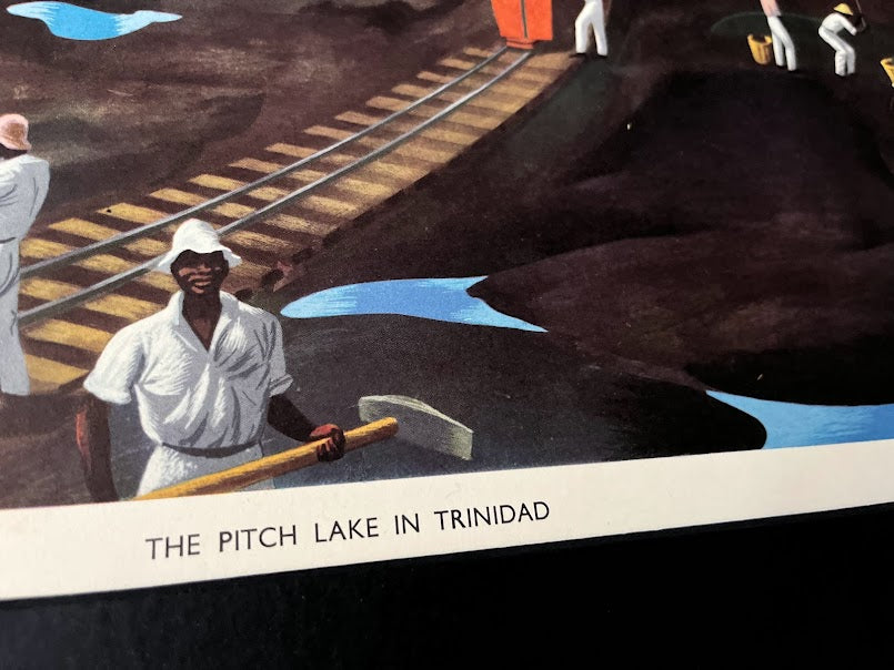 Vintage 1950s school poster - 'Pitch lake Trinidad'