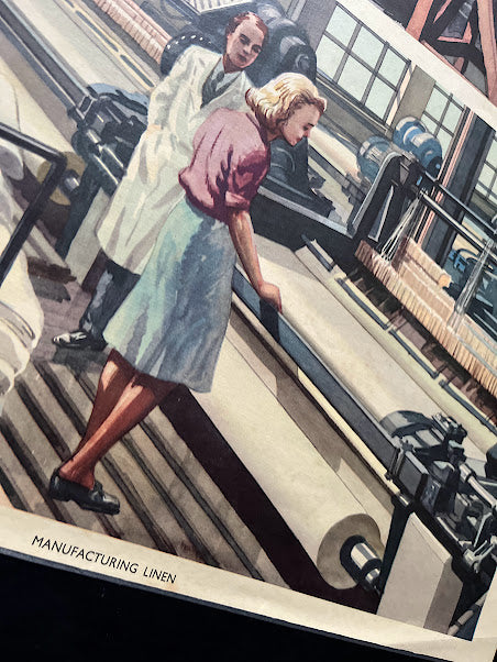 Vintage 1950s School Poster - Manufacturing linen