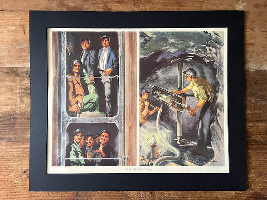 Vintage 1950s School Poster -  Cornish Tin Miners