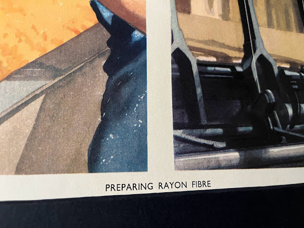 Vintage 1950s School Poster - Making Rayon Fibre