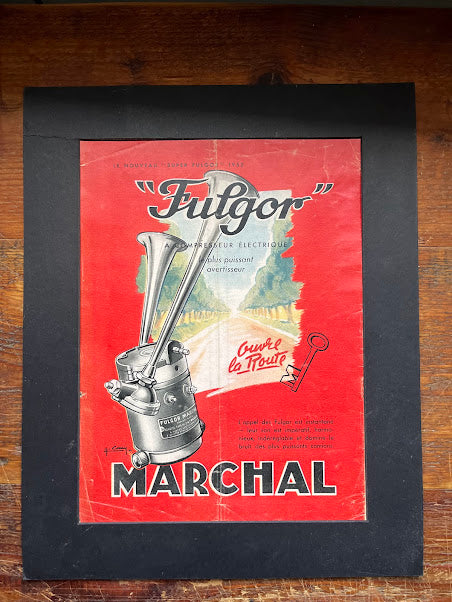 Vintage Marchal Fulgor Car horns original 1950 Advertisement Print