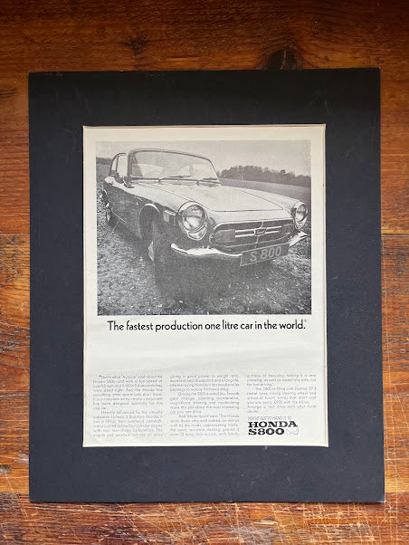 Vintage Honda S800 Sports car advertisement  -1968
