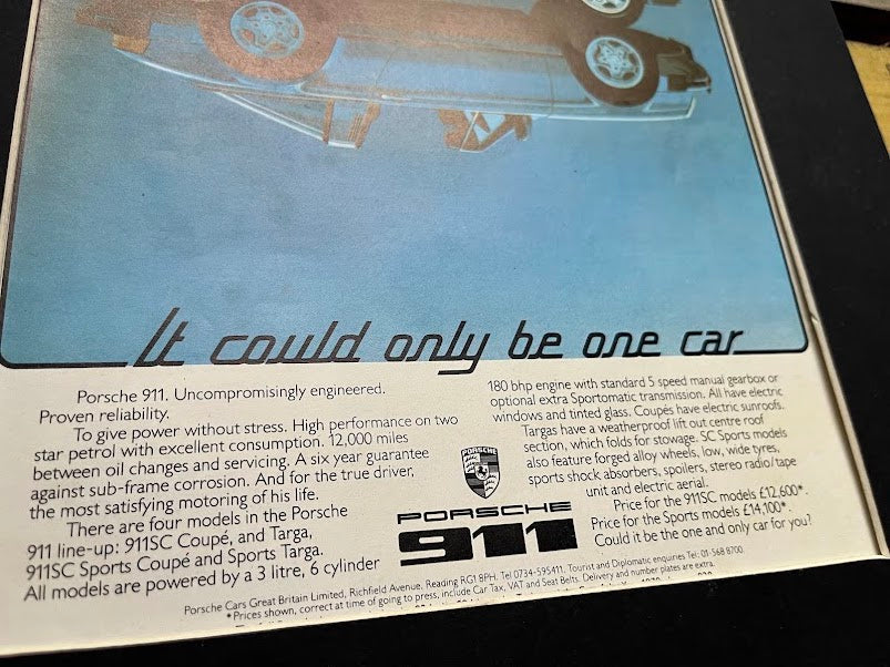 Vintage Porsche 911 Targa advertising print 1976
