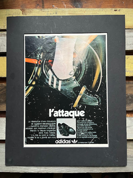 Vintage Adidas Cycling shoes advertisement 1975 print L'attaque"