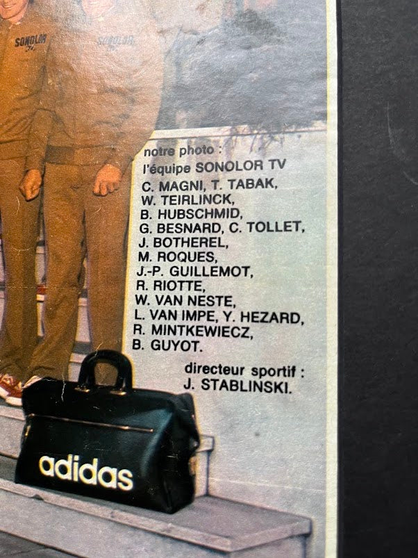 Vintage Adidas Sonolor Cycling team advertisement 1975 print