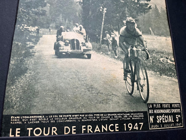 Vintage Tour de France Cycling Print - 1947 Lyon -Grenoble stage