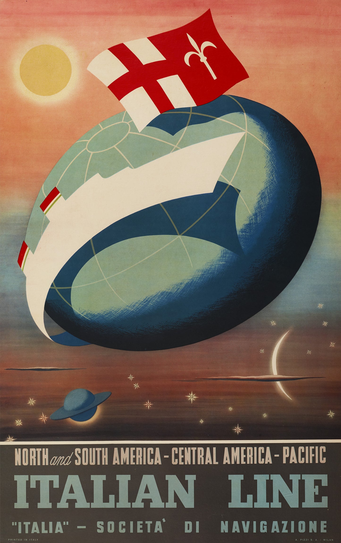 Italian Line Italian Line, "Italia"- Società di navigazione vintage travel poster c1954 Alda Sassi