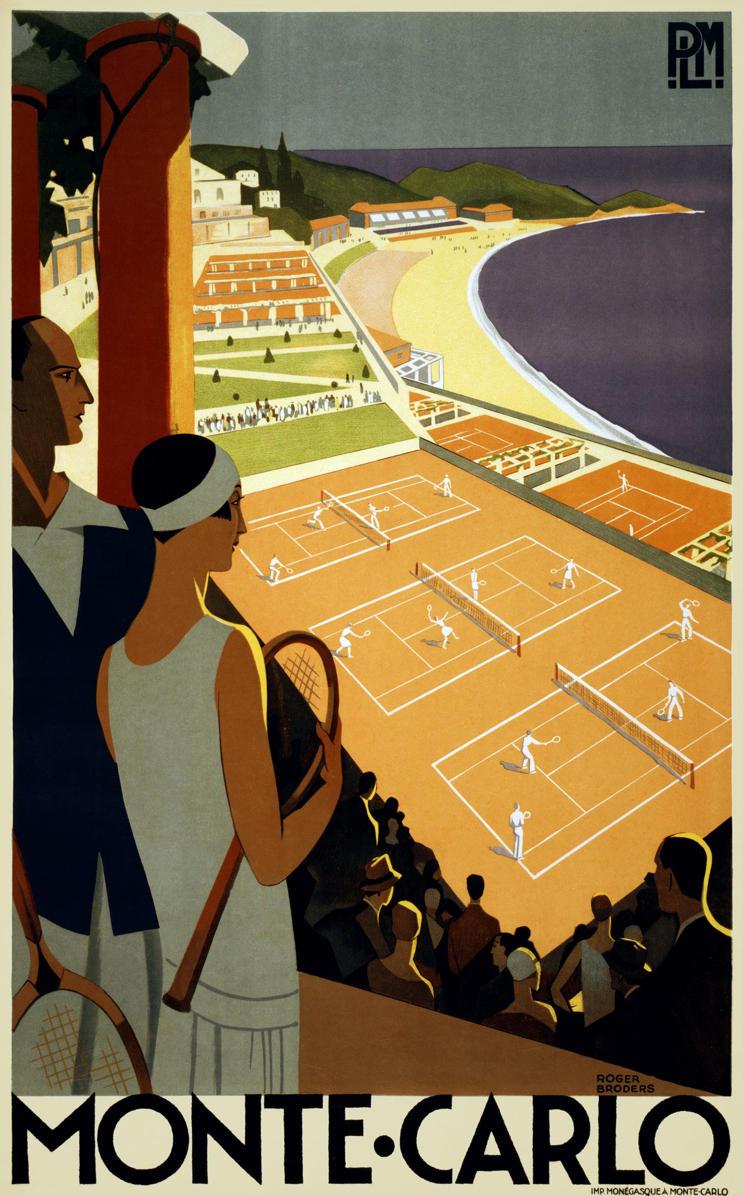 Monte Carlo Tennis vintage poster Roger Broders - Art Deco 1930