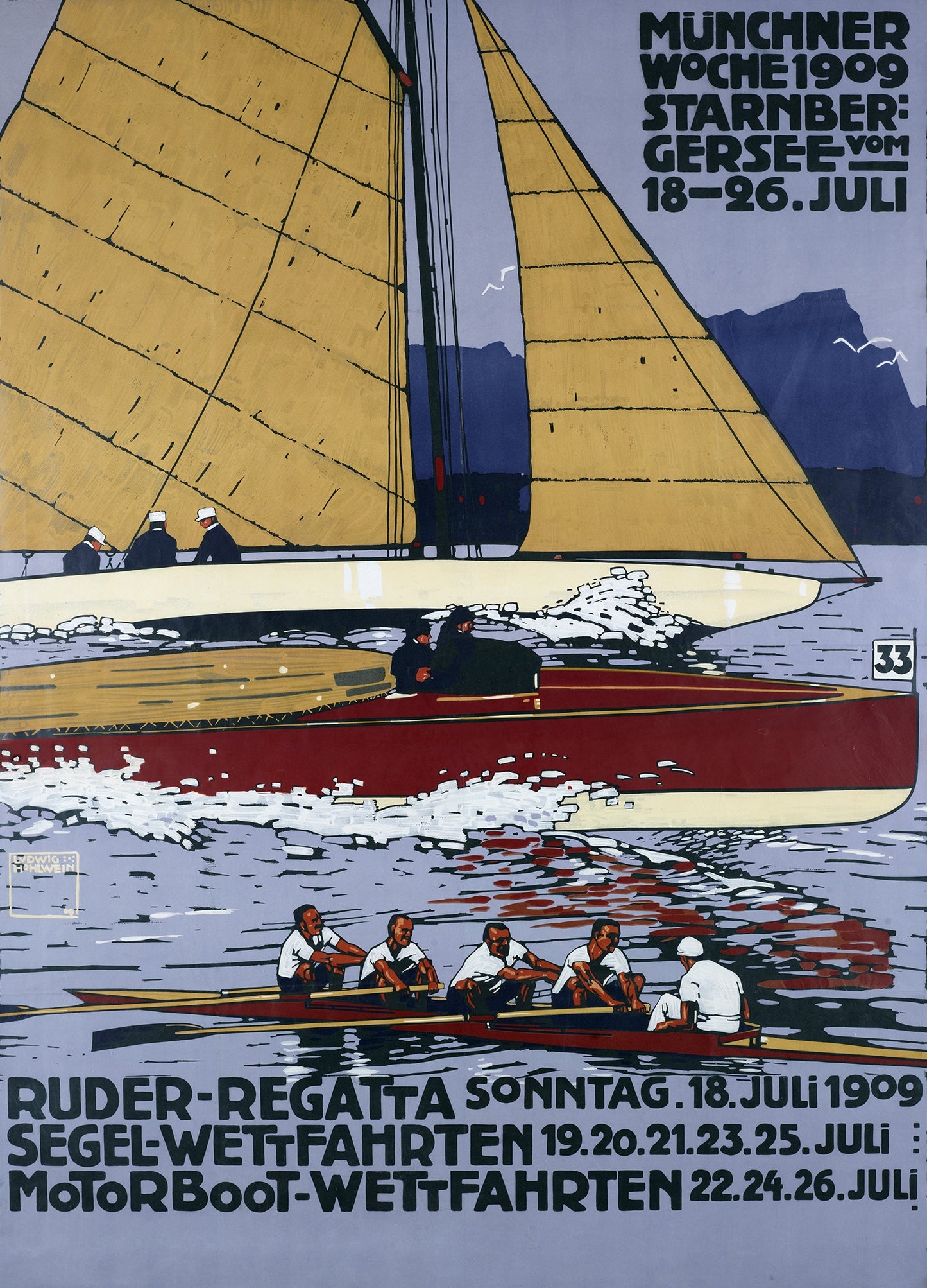 Munich Regatta 1909 vintage poster - Ludwig Hohlwein