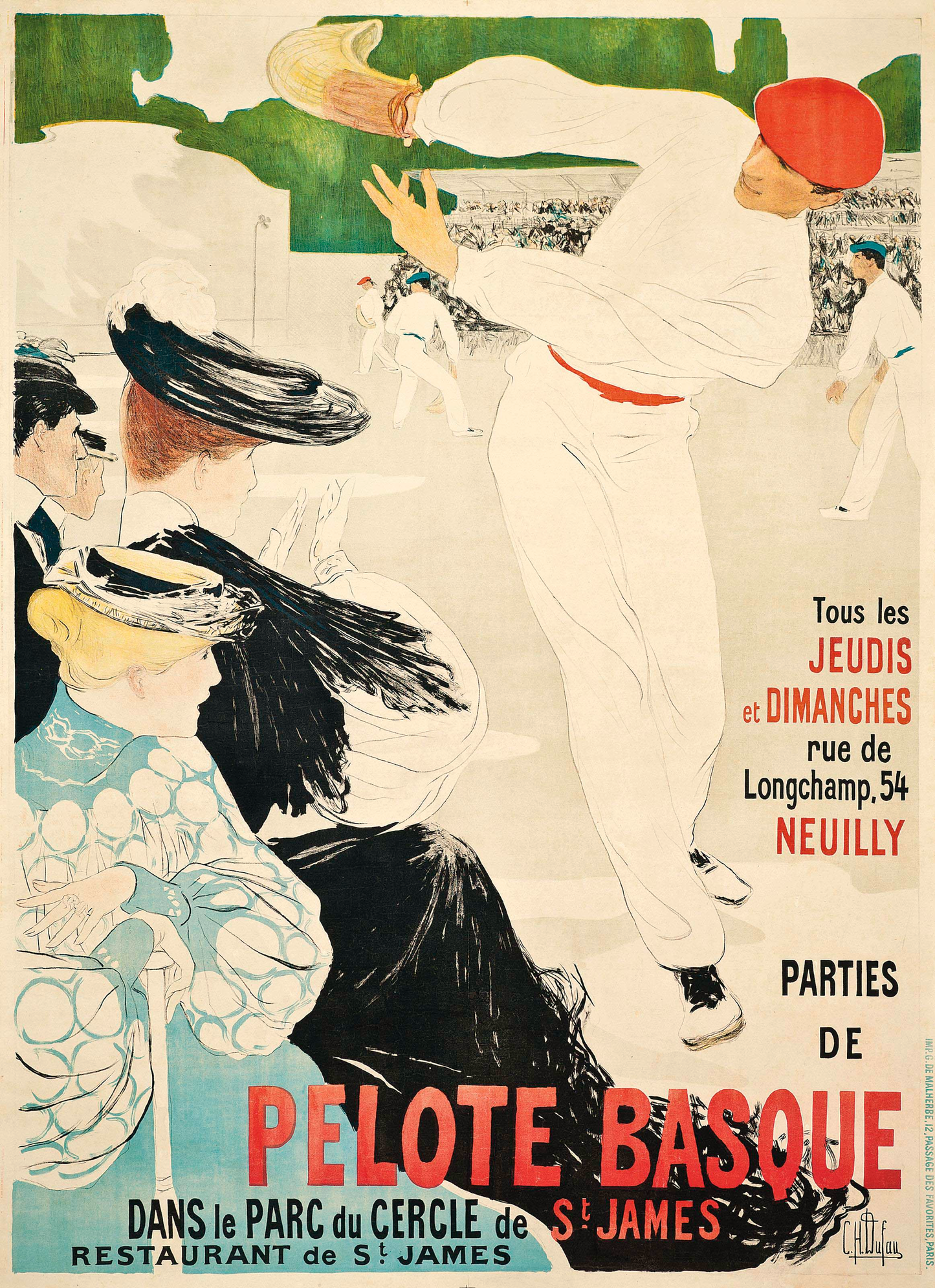 Vintage french advertising poster - Pelote Basque, 1903 by Clémentine Hélène Dufau