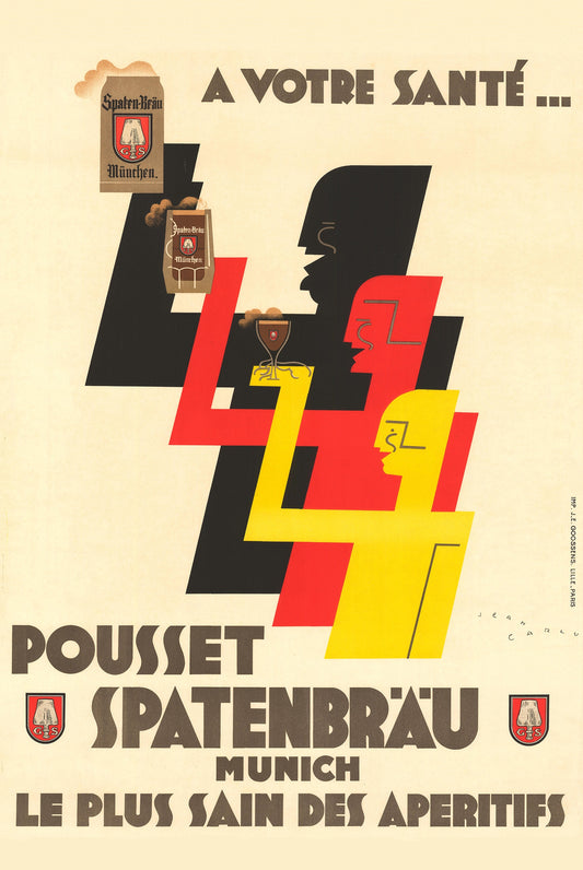 Pousset Spatenbräu Beer, Vintage Drinks Poster, c1935.