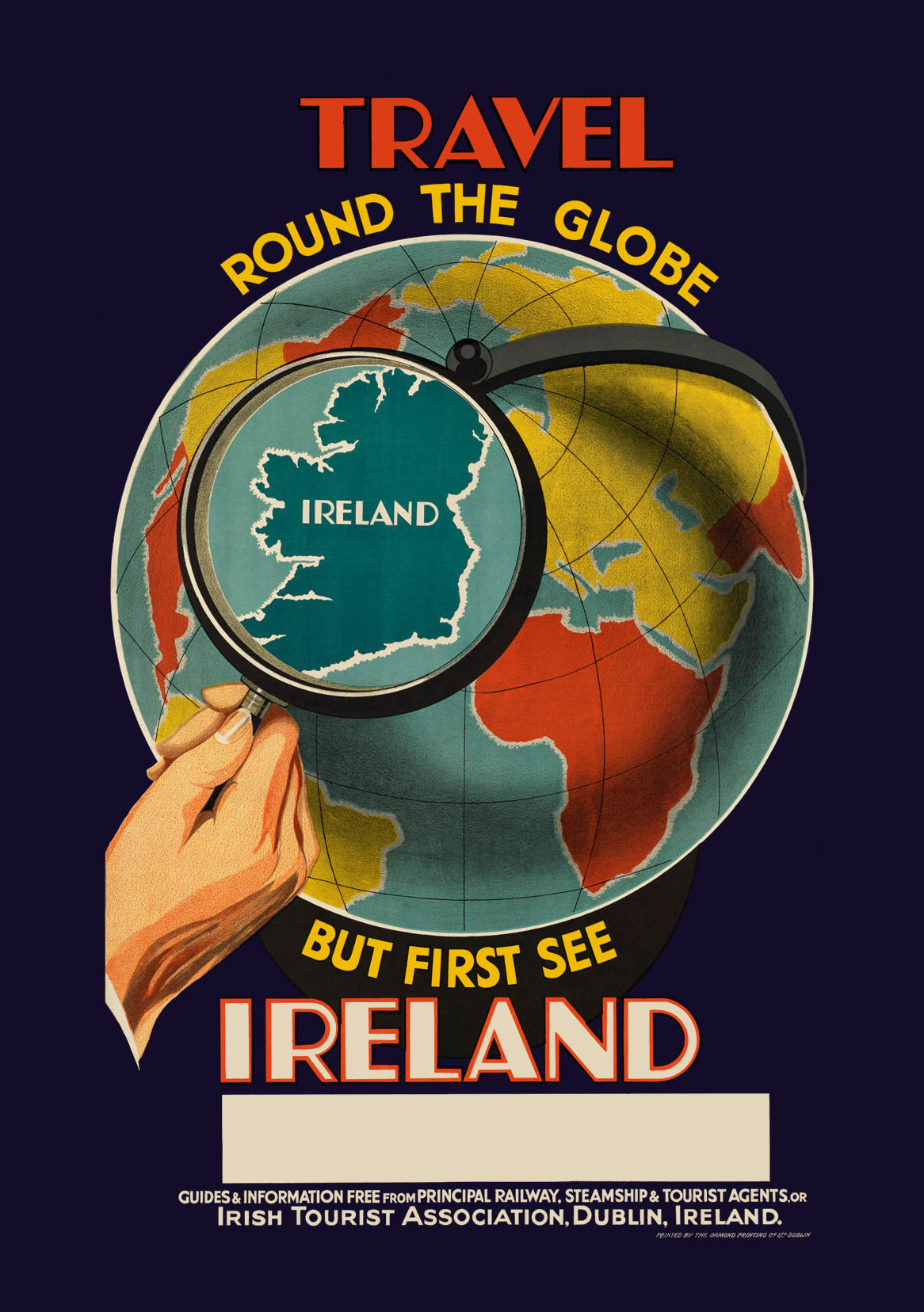 Travel Round the Globe But First See Ireland - Vintage Poster