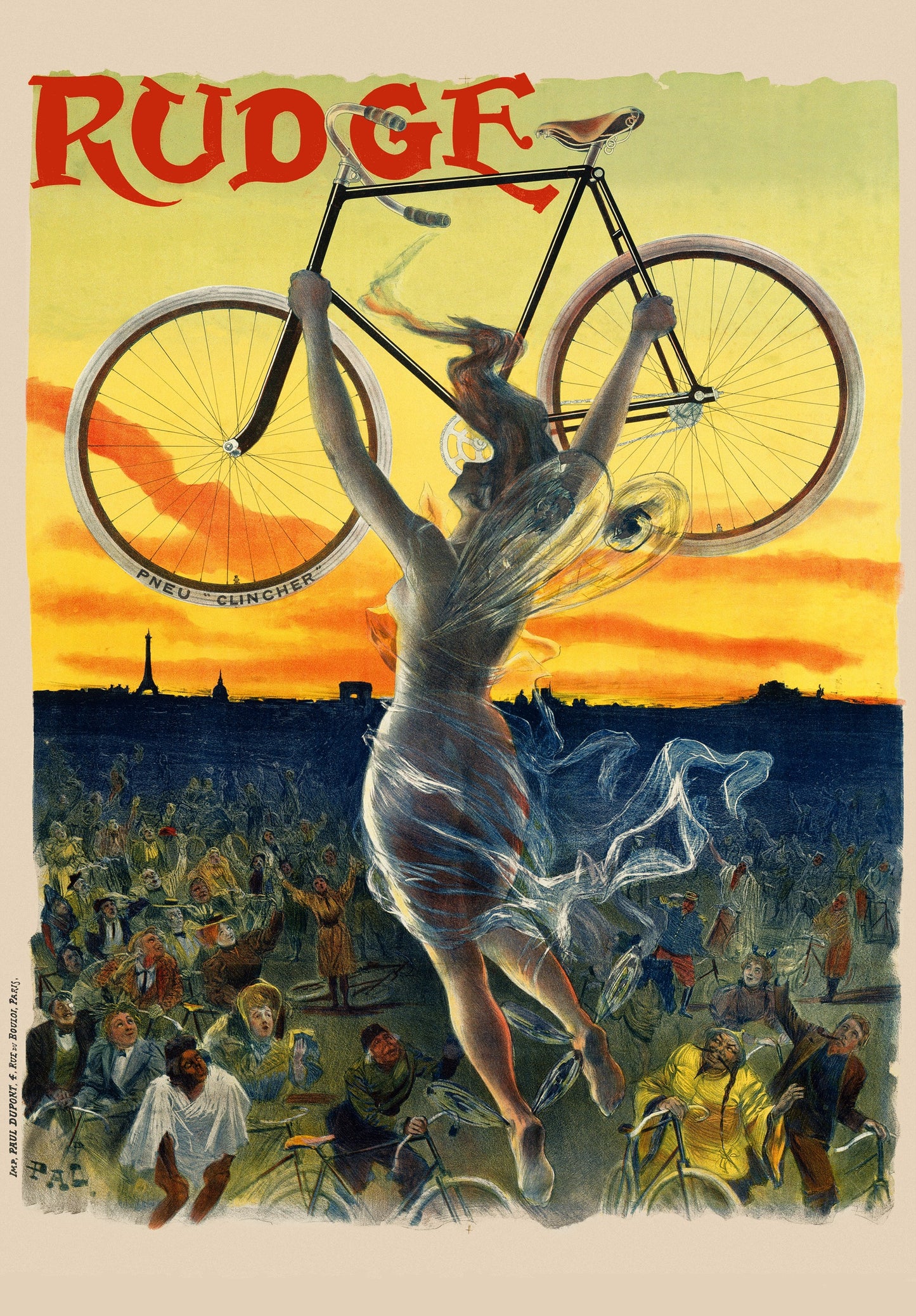 Vintage Rudge cycles poster by Pal c1898