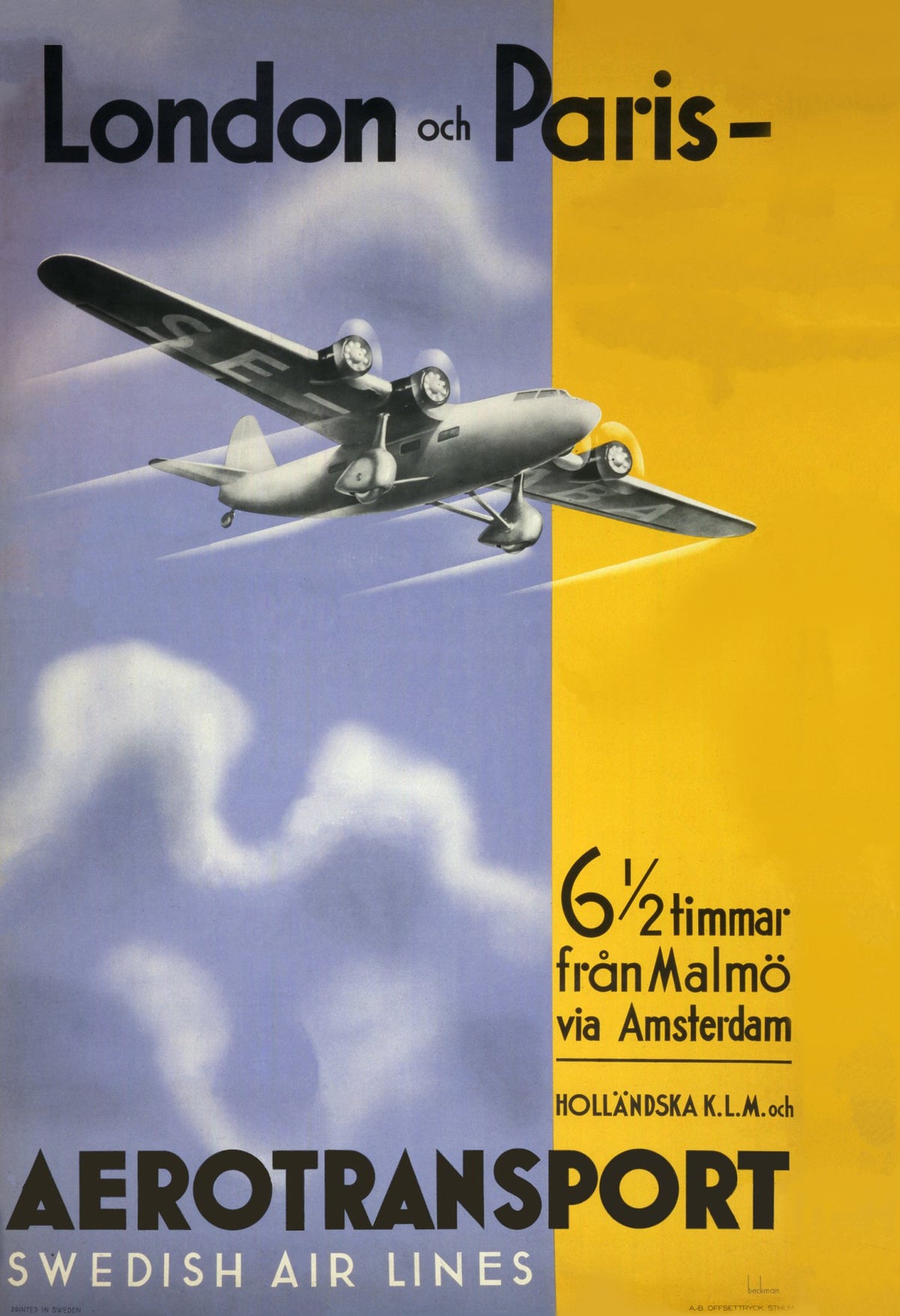 London och Paris | Aerotransport Swedish Air Lines Poster